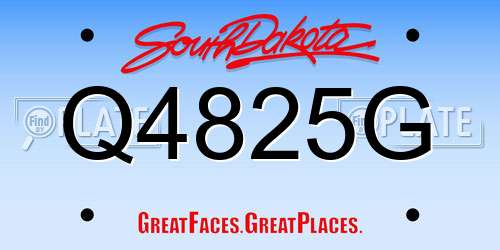 Q4825G South Dakota License Plate