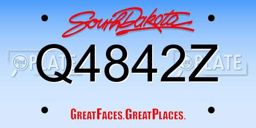 Q4842Z South Dakota License Plate