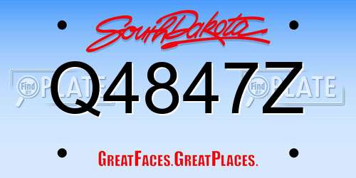 Q4847Z South Dakota License Plate