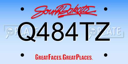Q484TZ South Dakota License Plate