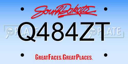 Q484ZT South Dakota License Plate