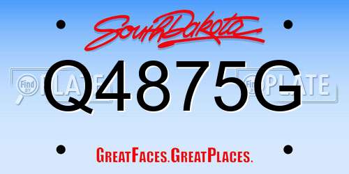 Q4875G South Dakota License Plate