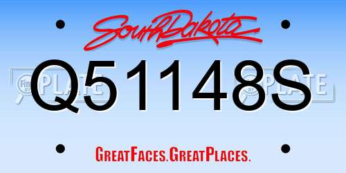 Q51148S South Dakota License Plate