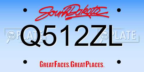 Q512ZL South Dakota License Plate