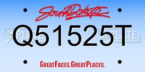 Q51525T South Dakota License Plate