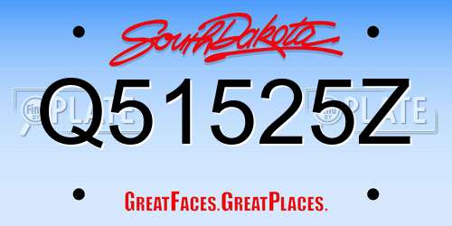 Q51525Z South Dakota License Plate
