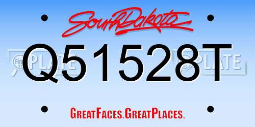 Q51528T South Dakota License Plate