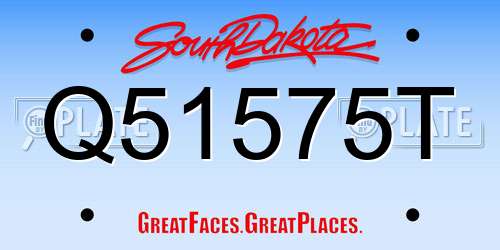Q51575T South Dakota License Plate