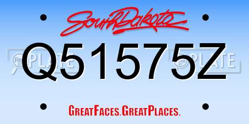 Q51575Z South Dakota License Plate