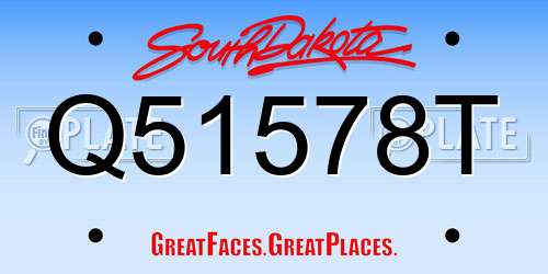 Q51578T South Dakota License Plate