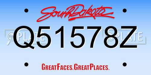 Q51578Z South Dakota License Plate