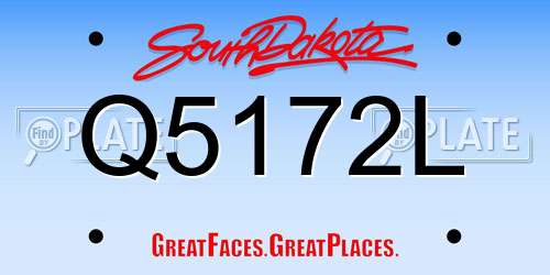 Q5172L South Dakota License Plate