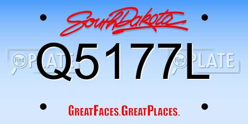 Q5177L South Dakota License Plate