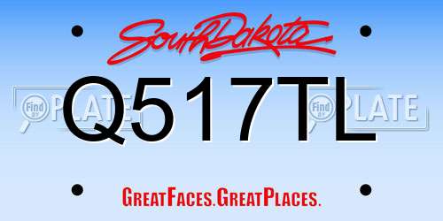Q517TL South Dakota License Plate