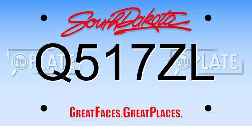 Q517ZL South Dakota License Plate