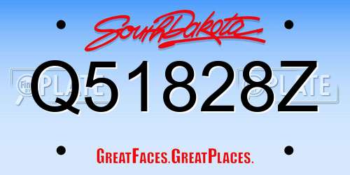 Q51828Z South Dakota License Plate
