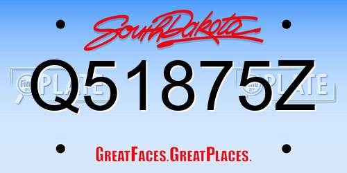 Q51875Z South Dakota License Plate