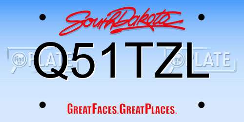 Q51TZL South Dakota License Plate