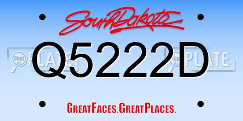 Q5222D South Dakota License Plate