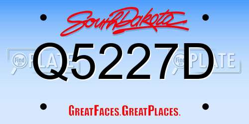 Q5227D South Dakota License Plate