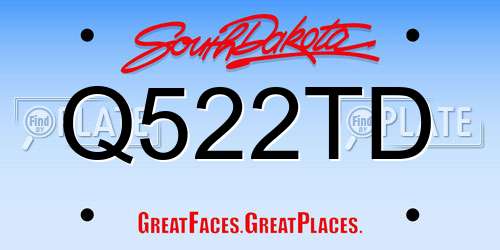Q522TD South Dakota License Plate