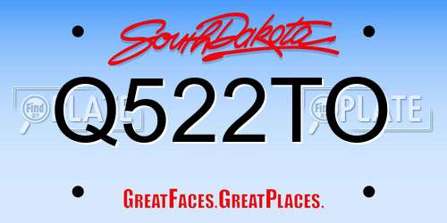 Q522TO South Dakota License Plate