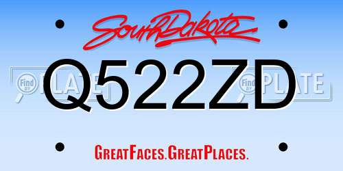 Q522ZD South Dakota License Plate