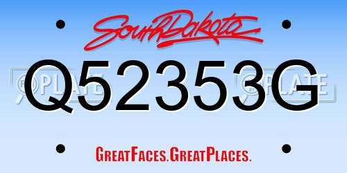 Q52353G South Dakota License Plate