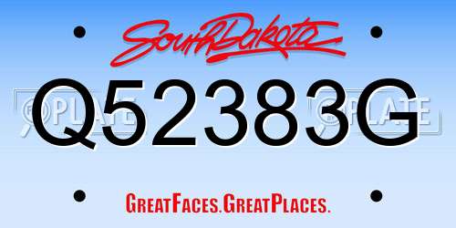 Q52383G South Dakota License Plate