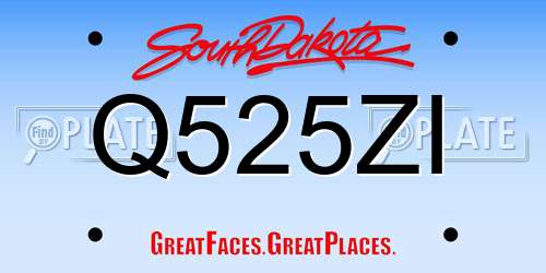Q525ZI South Dakota License Plate
