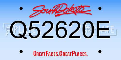 Q52620E South Dakota License Plate