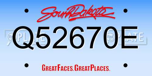 Q52670E South Dakota License Plate