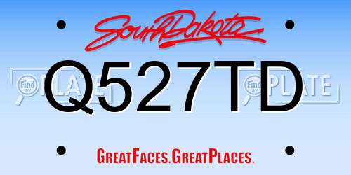 Q527TD South Dakota License Plate