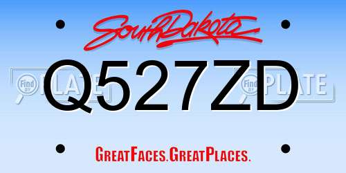 Q527ZD South Dakota License Plate