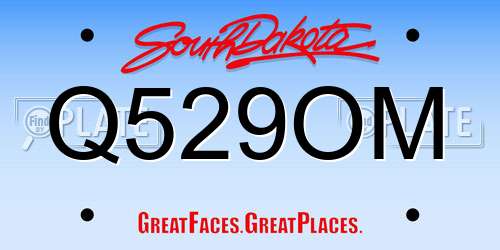 Q529OM South Dakota License Plate