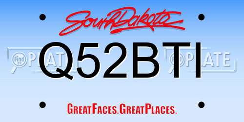 Q52BTI South Dakota License Plate