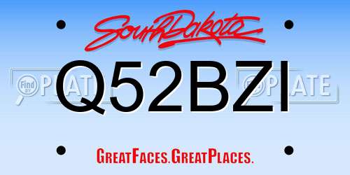 Q52BZI South Dakota License Plate