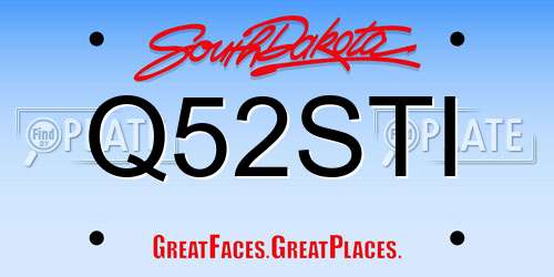 Q52STI South Dakota License Plate