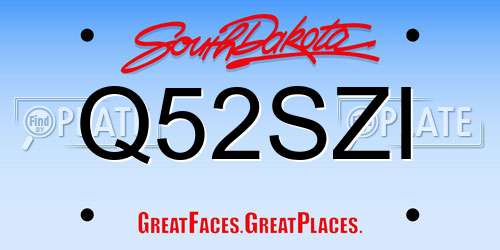 Q52SZI South Dakota License Plate