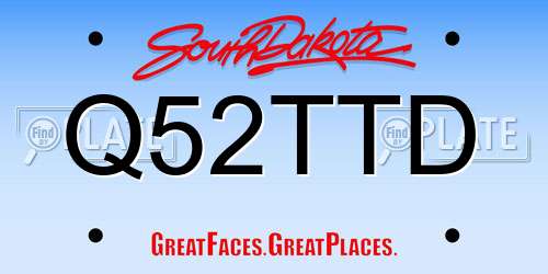 Q52TTD South Dakota License Plate