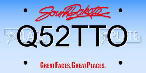Q52TTO South Dakota License Plate