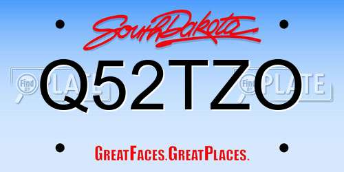 Q52TZO South Dakota License Plate
