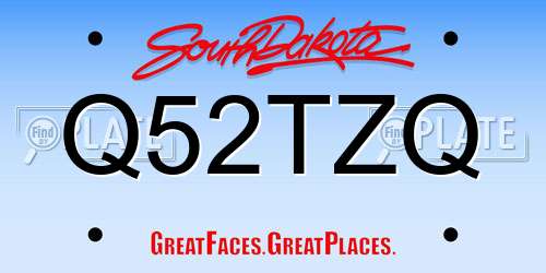 Q52TZQ South Dakota License Plate