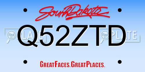 Q52ZTD South Dakota License Plate