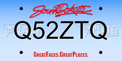 Q52ZTQ South Dakota License Plate