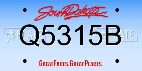 Q5315B South Dakota License Plate