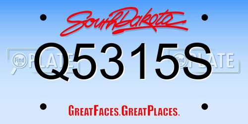 Q5315S South Dakota License Plate