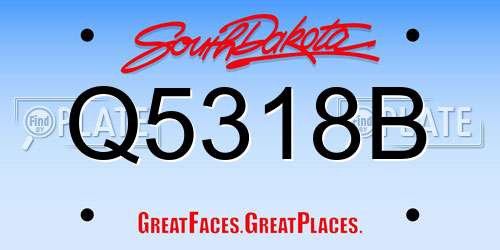Q5318B South Dakota License Plate