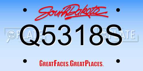 Q5318S South Dakota License Plate