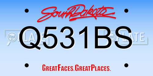 Q531BS South Dakota License Plate